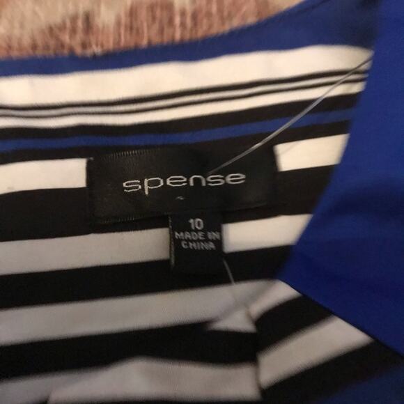 Spense NWT black and blue striped flattering style career dress size 10 - Picture 4 of 6